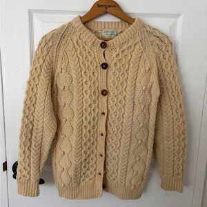 Cream Cable Knit Irish Wool cardigan